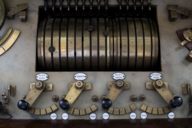 Historic control system of the Glockenspiel in the Neues Rathaus in Munich